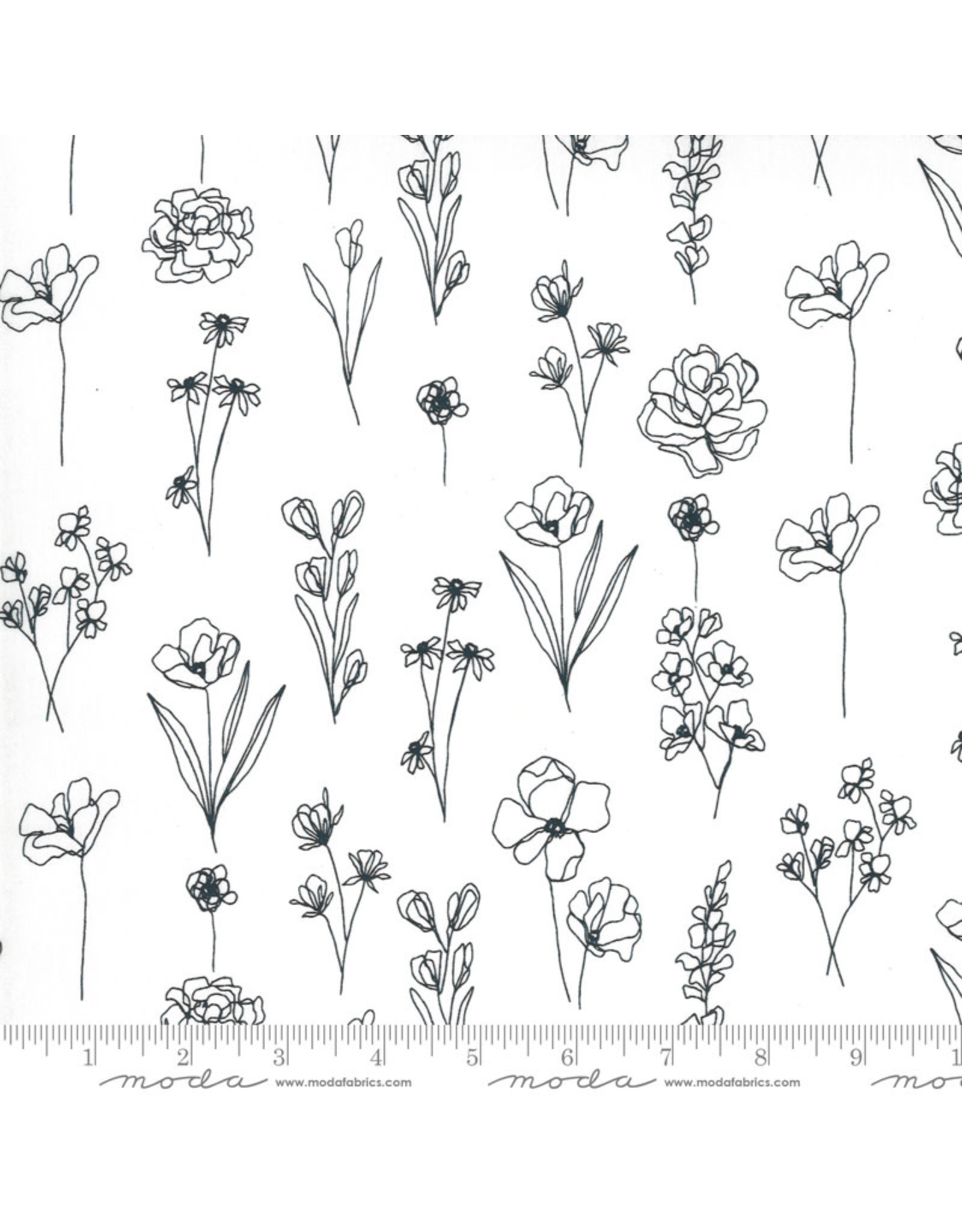 Moda Illustrations, Floral Doodle in Paper, Fabric Half-Yards
