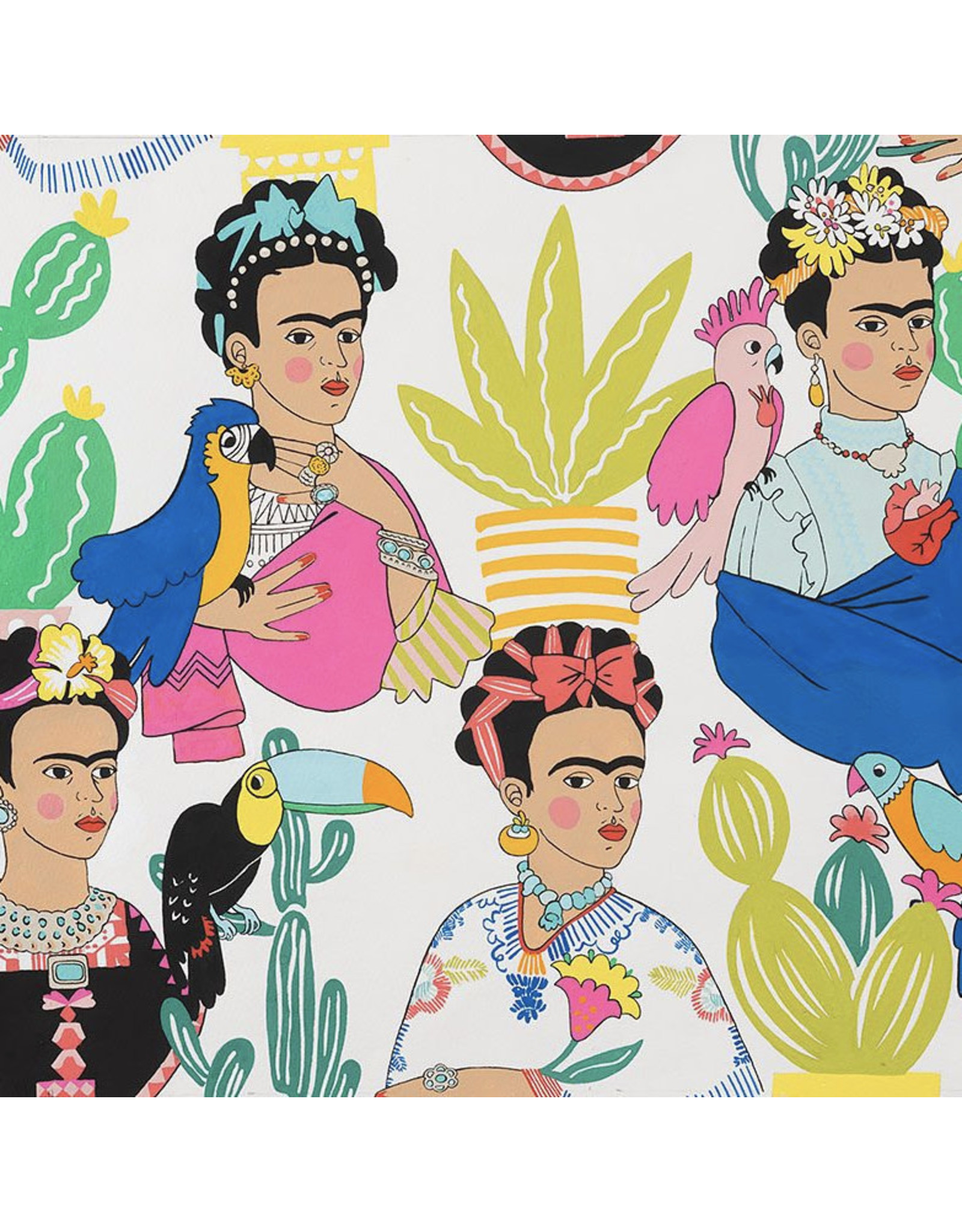 Alexander Henry Fabrics Folklorico, Frida con Las Plumas in Natural, Fabric Half-Yards