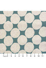 Japan Import Rayon/Linen Blend, Big Dots on Aqua, Fabric Half-Yards, Japan Import