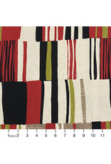 Japan Import Rayon/Linen Blend, Bold Stripes in Brick, Fabric Half-Yards, Japan Import