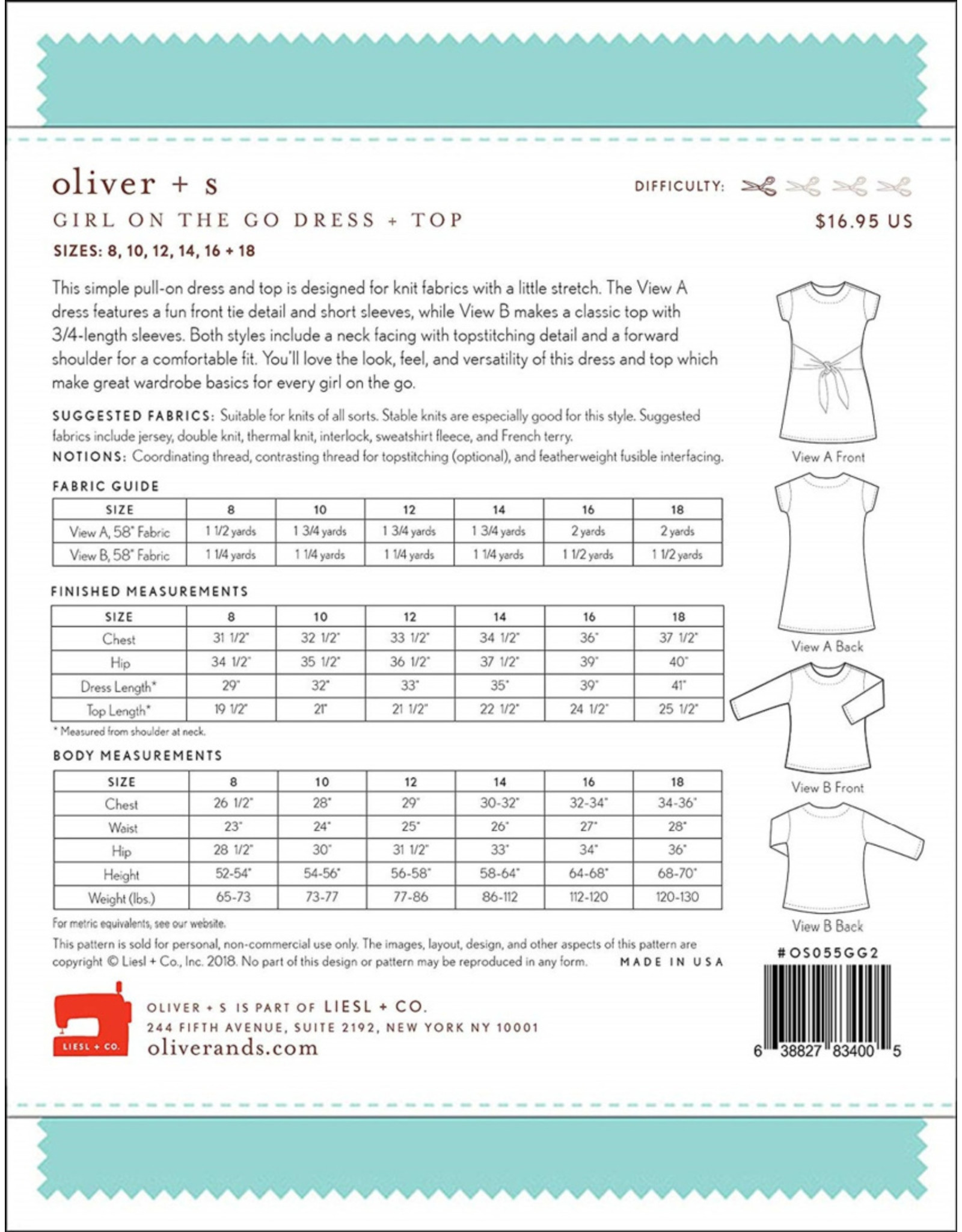 Oliver + S ON SALE - Oliver+S’s Girl On The Go Dress  + Top Pattern - Sizes 8 - 18