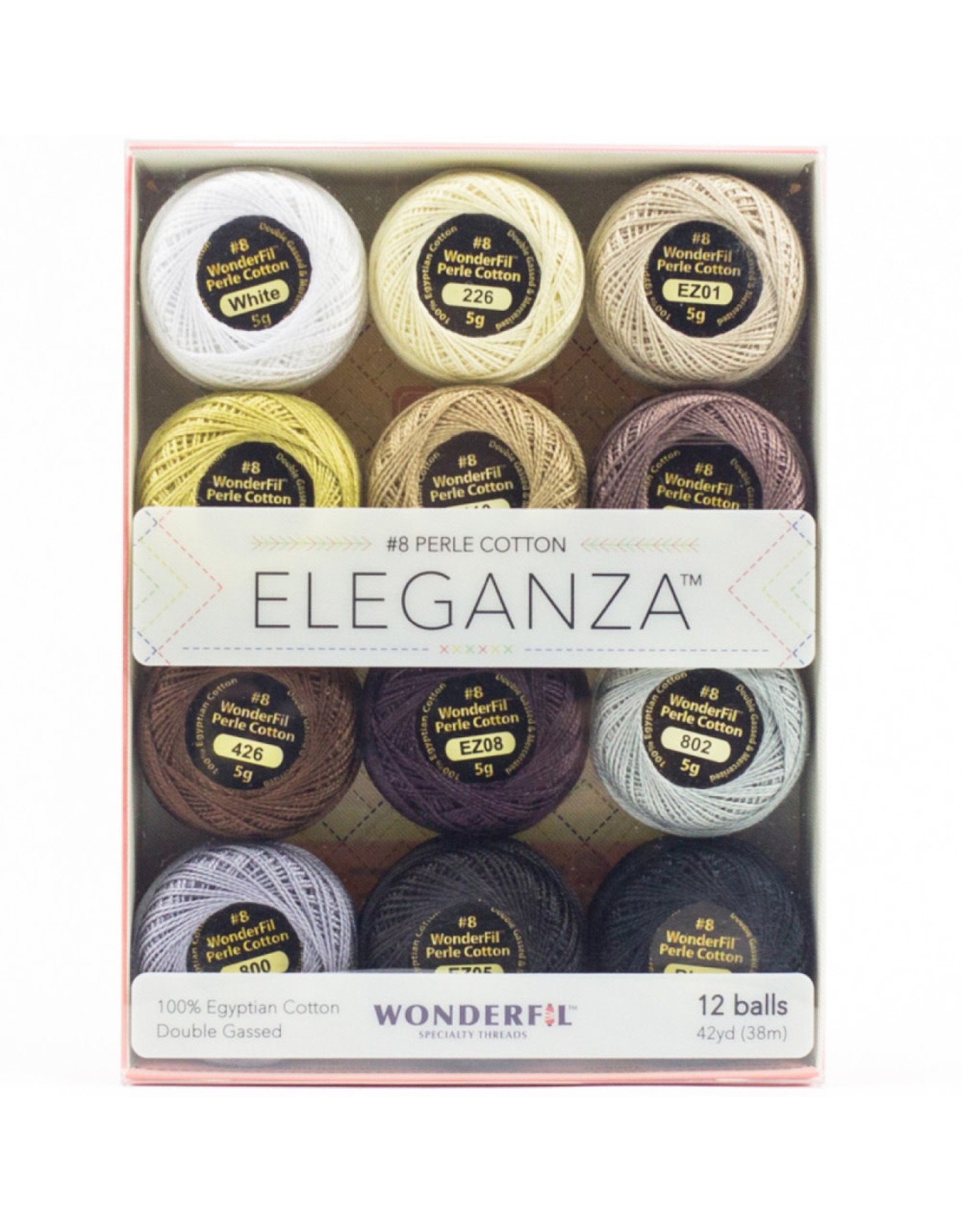 WonderFil ON ORDER-Eleganza Neutrals, Perle (Pearl) Cotton, Set of 12 Size 8 from WonderFil