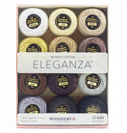 WonderFil Eleganza Neutrals, Perle (Pearl) Cotton, Set of 12 Size 8 from WonderFil