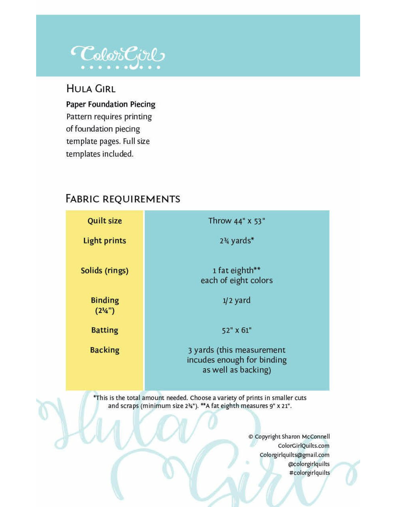 Color Girl ON SALE - Hula Girl Quilt Pattern