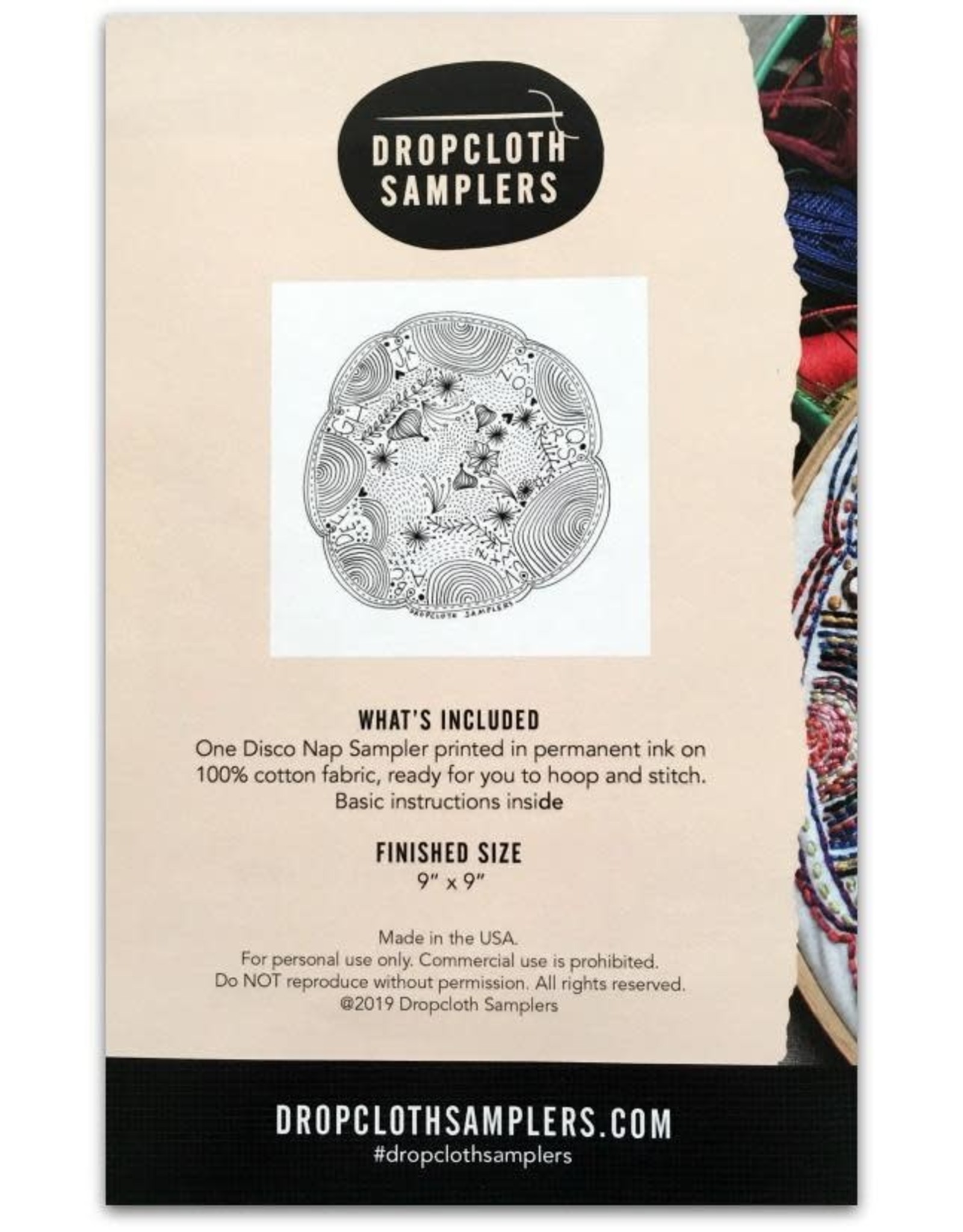Dropcloth Samplers Disco Nap Sampler, an Alphabet Embroidery Sampler