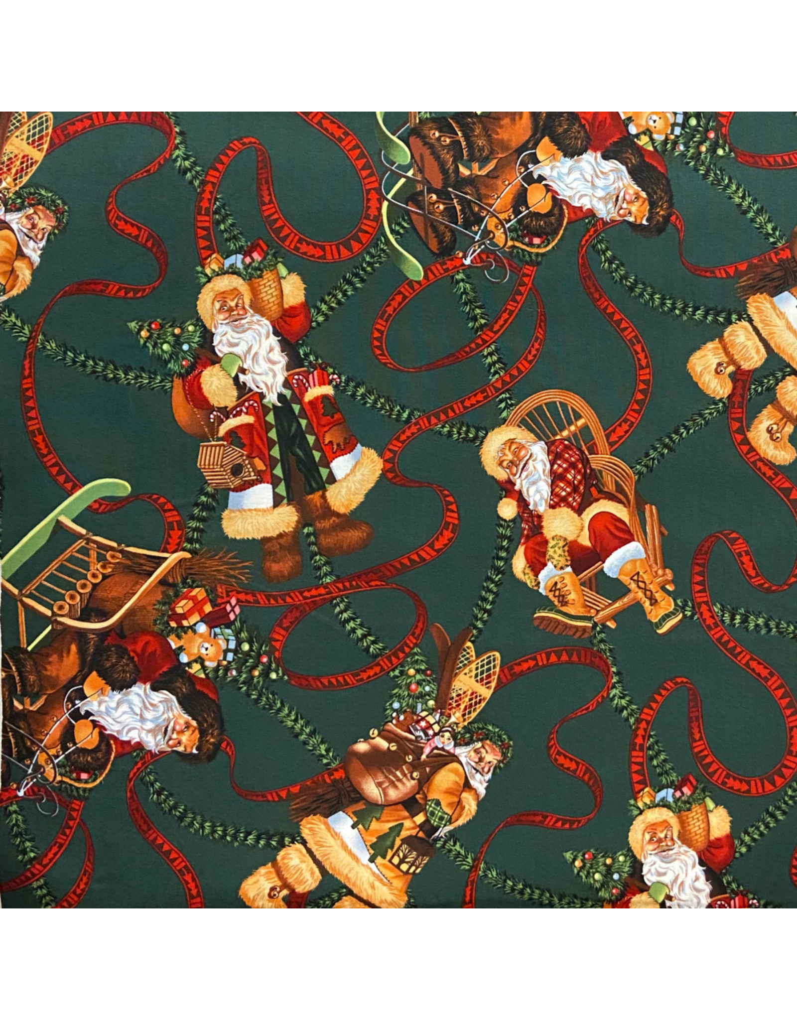 Christmas Collection Christmas Time, Santa of Moose Lodge in Forest Green, Dinner Napkin