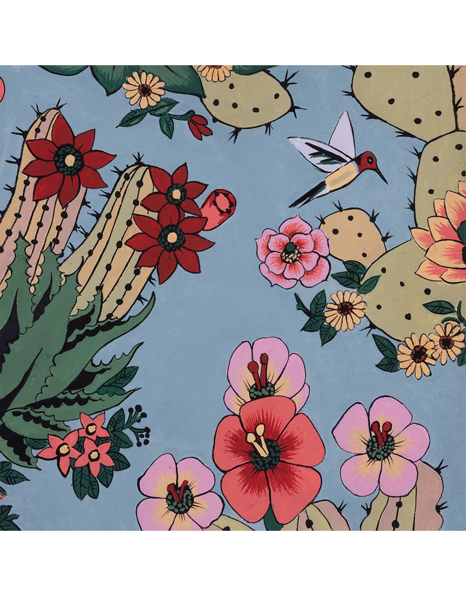Alexander Henry Fabrics Folklorico, Hacienda Cactus in Chambray, Fabric Half-Yards