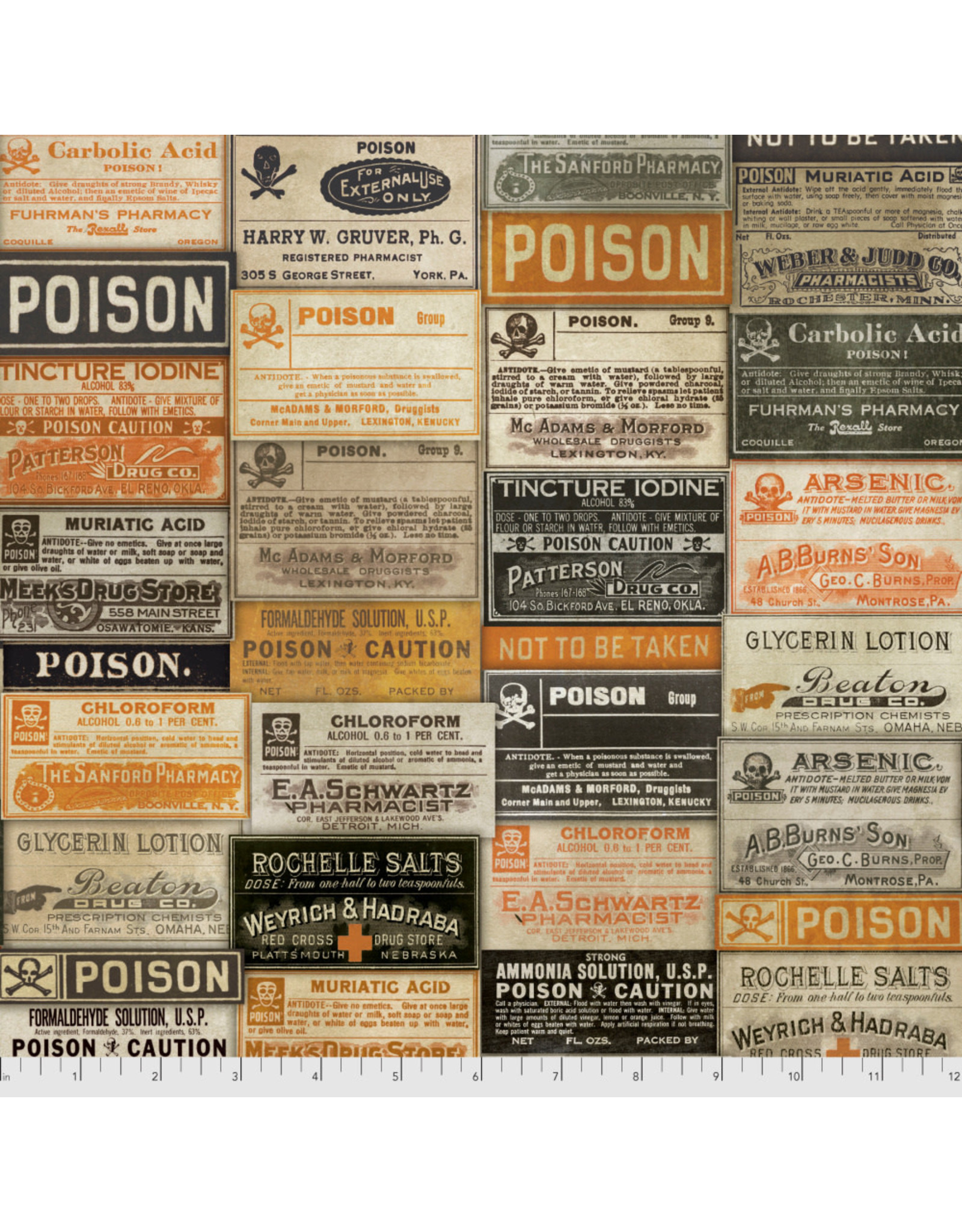 Tim Holtz Regions Beyond, Apothecary in Multi, Fabric Half-Yards