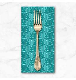 PD's Giucy Giuce Collection Century Prints, Deco Diamonds in Teal, Dinner Napkin