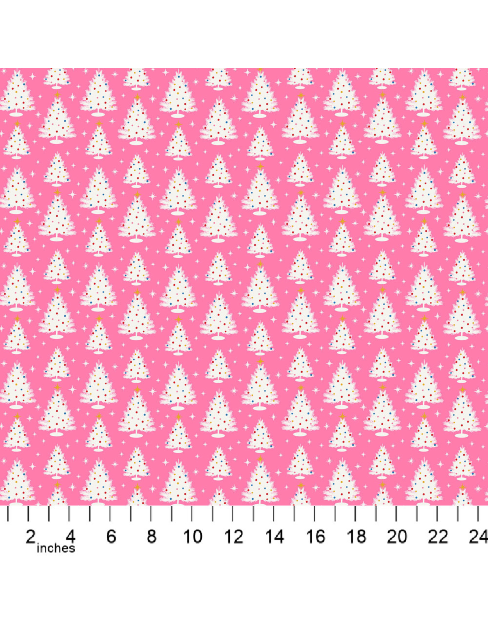 Figo Peppermint, Trees in Pink, Fabric Half-Yards
