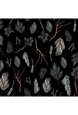 Figo Winter Frost, Twigs in Black, Fabric Half-Yards