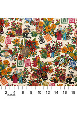 Alexander Henry Fabrics Folklorico, La Mascarada in Natural, Fabric Half-Yards