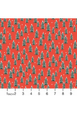 Rifle Paper Co. Holiday Classics, Fir Trees in Red, Fabric Half-Yards