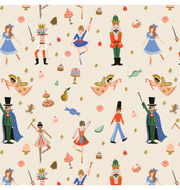 Rifle Paper Co. Holiday Classics, Land of Sweets in Cream with Metallic, Fabric Half-Yards