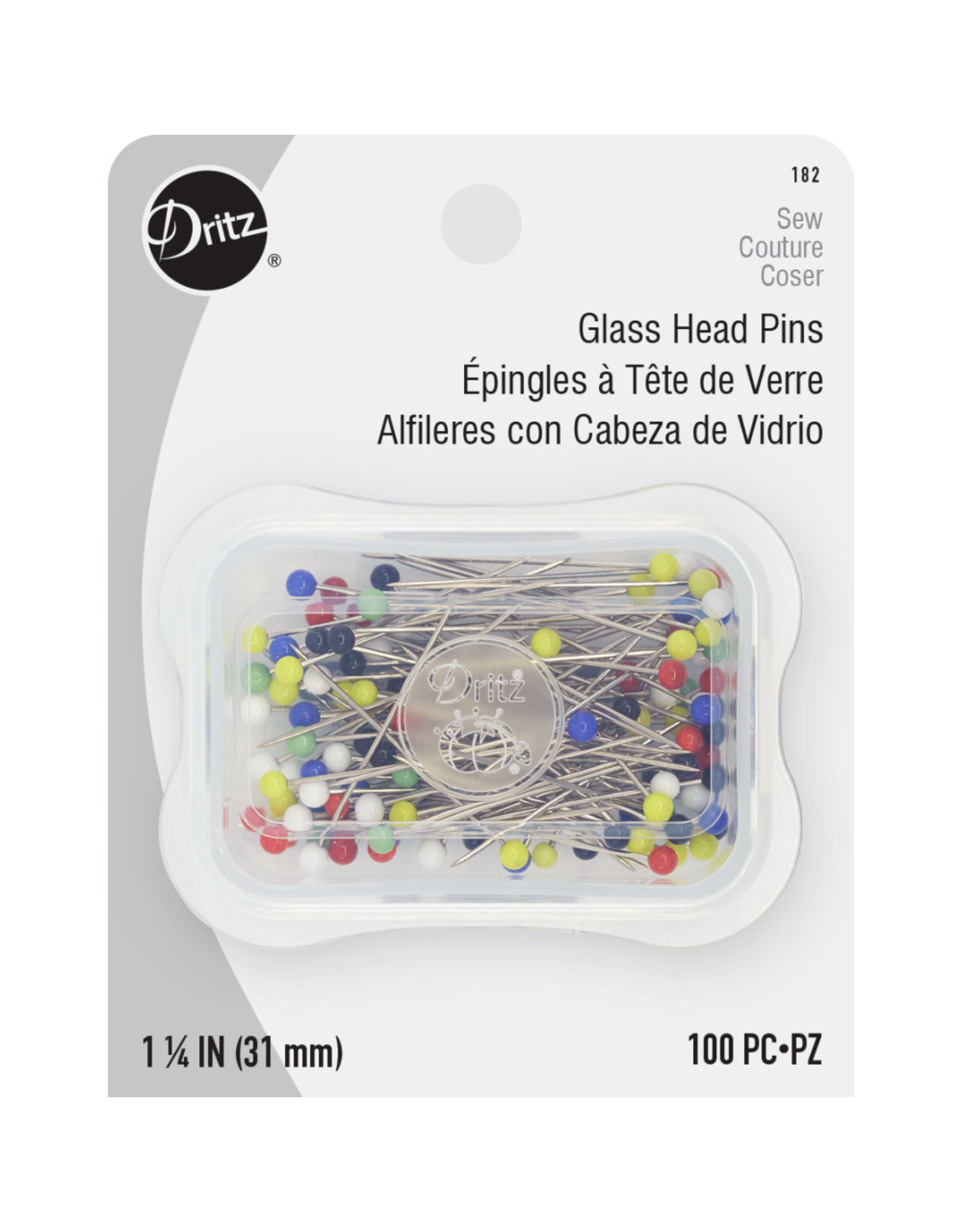 Dritz Glass Head Pins, 100ct.