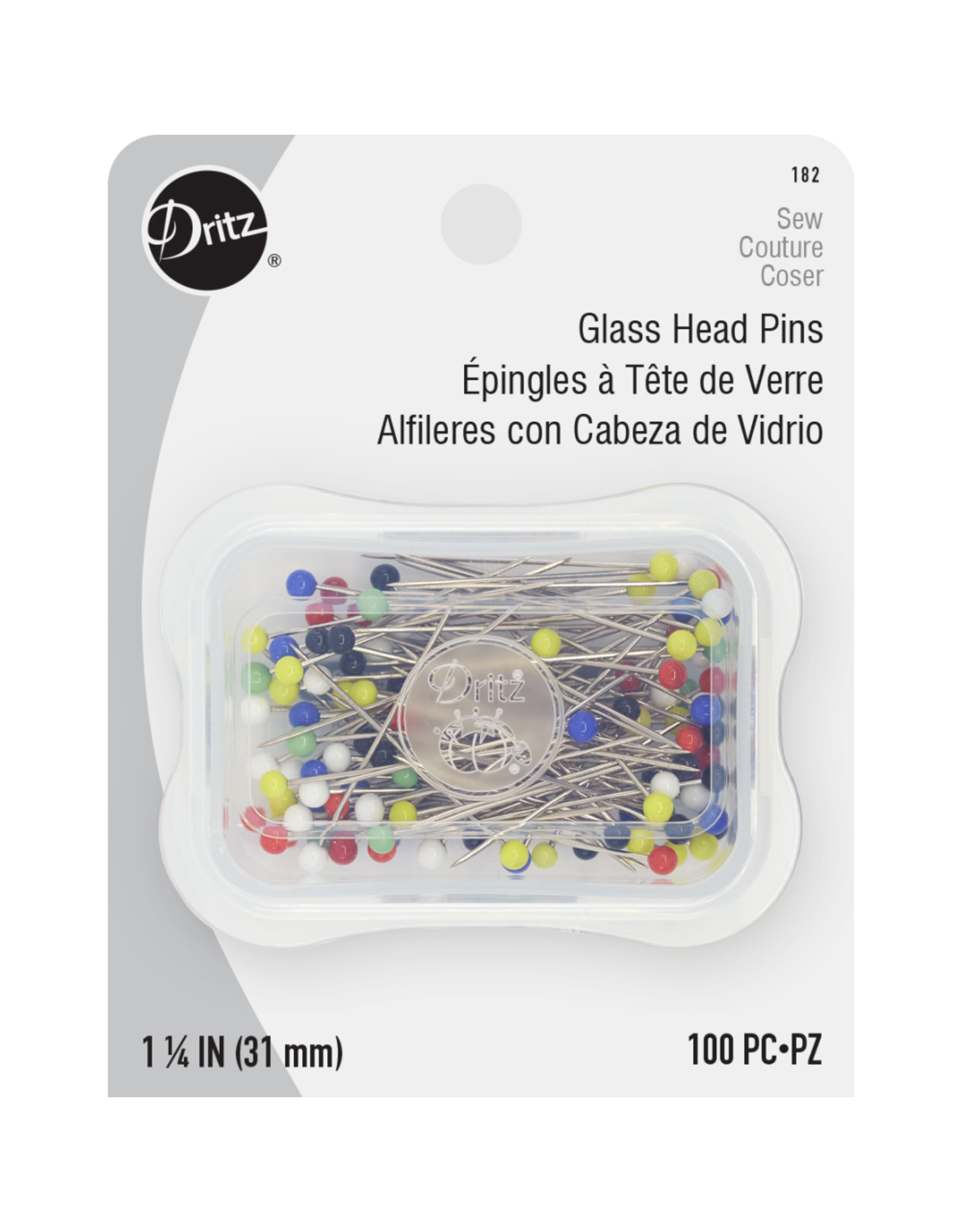 Dritz ON ORDER-Glass Head Pins, 100ct.