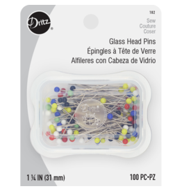 Dritz ON ORDER-Glass Head Pins, 1-1/4", 100ct.