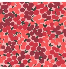 Robert Kaufman Cotton Lawn, Wishwell Cheery Blossoms in Cherry, Fabric Half-Yards