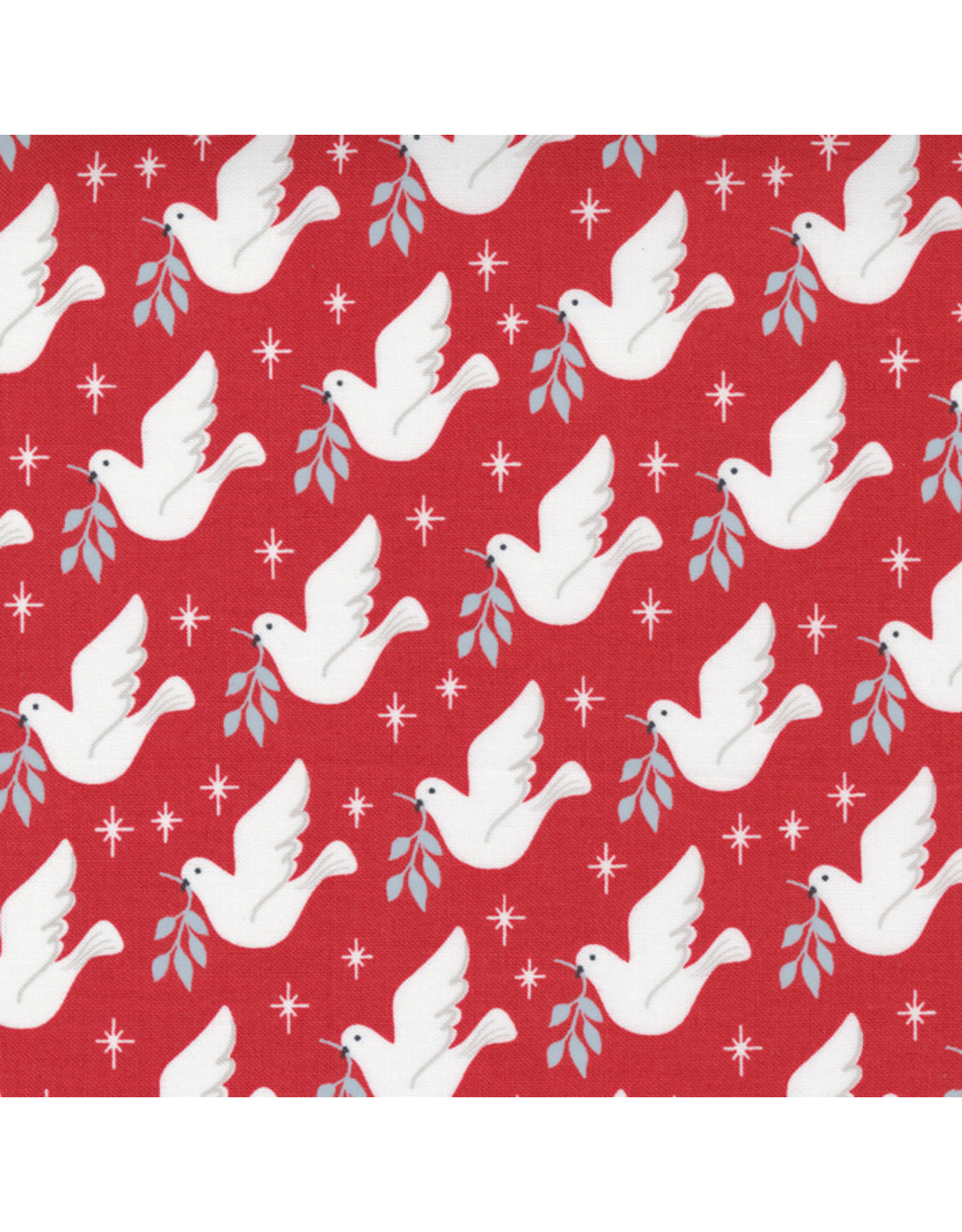 Moda Christmas Morning, Lovey Dovey in Cranberry, Fabric Half-Yards