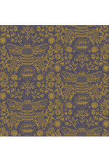 RJR Fabrics Summer in the Cotswolds, Bee's Knees in Twilight with Metallic, Fabric Half-Yards
