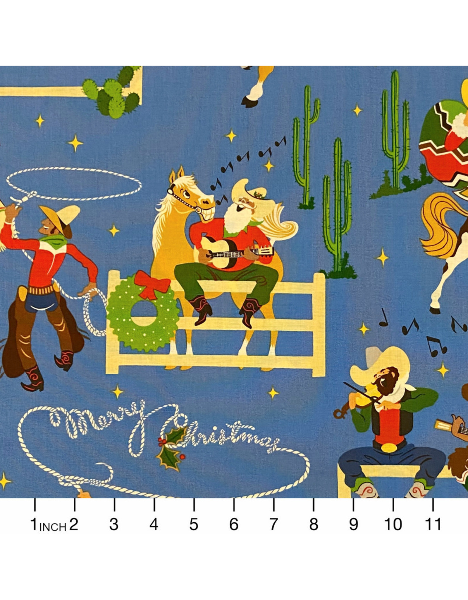 Christmas Collection Christmas Time, Giddy-Up Santa in Blue, Dinner Napkin