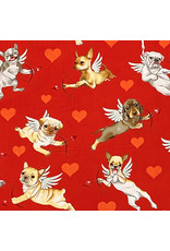 Alexander Henry Fabrics Nicole's Prints, Puppy Love in Red, Fabric Half-Yards