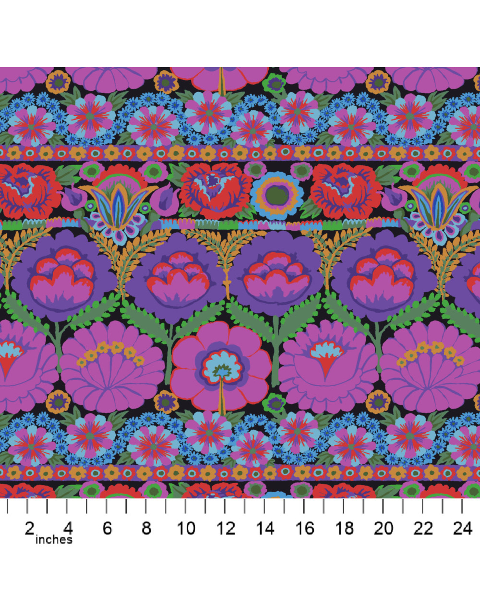 PD's Kaffe Fassett Collection Kaffe Collective 2021, Embroidered Flower in Purple, Dinner Napkin