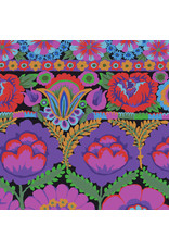 Kaffe Fassett Kaffe Collective 2021, Embroidered Flower in Purple, Fabric Half-Yards