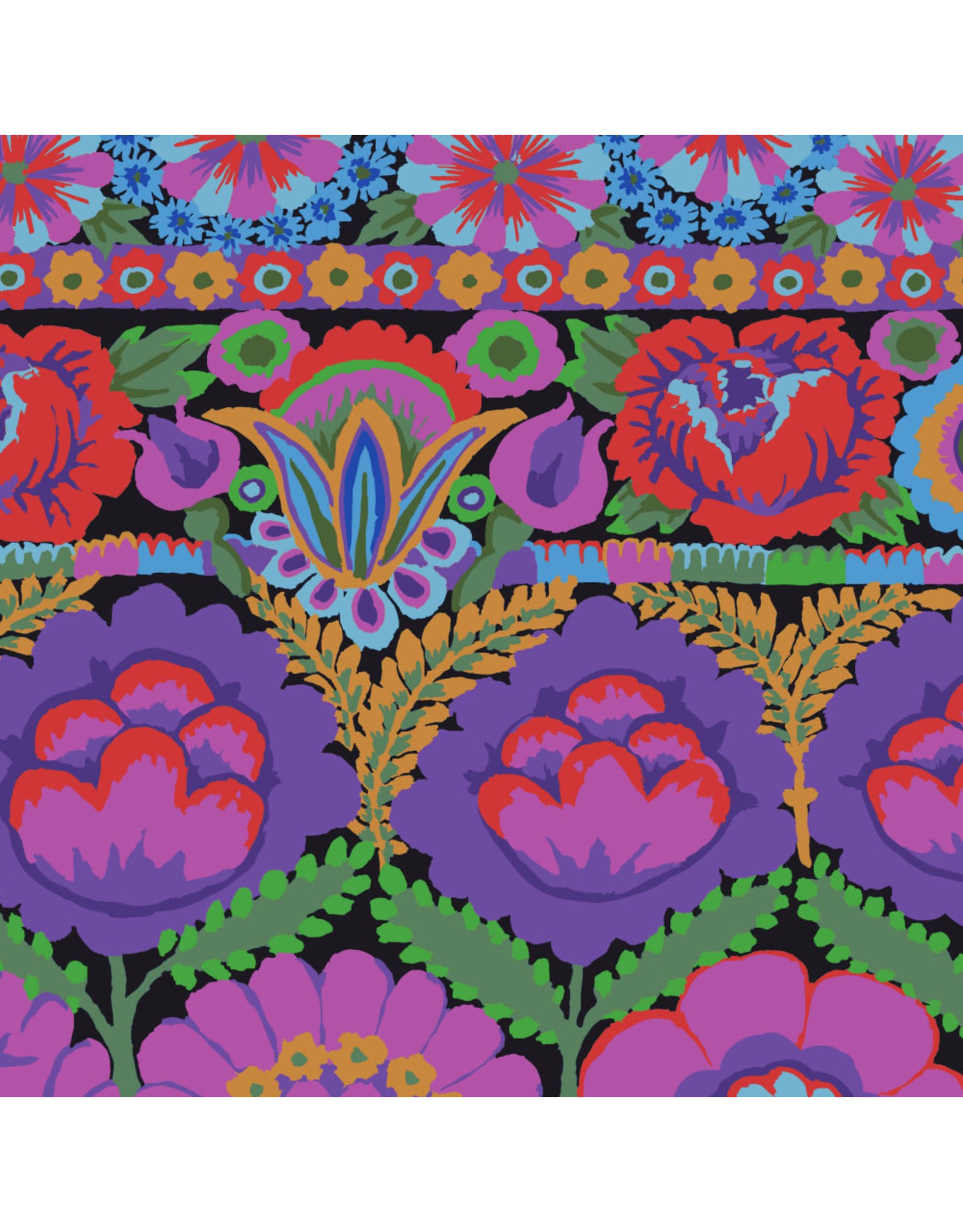 Kaffe Fassett Kaffe Collective 2021, Embroidered Flower in Purple, Fabric Half-Yards