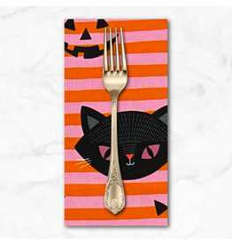 PD's Alexander Henry Collection Haunted House, Hide-N-Go Kitty in Pink Orange, Dinner Napkin