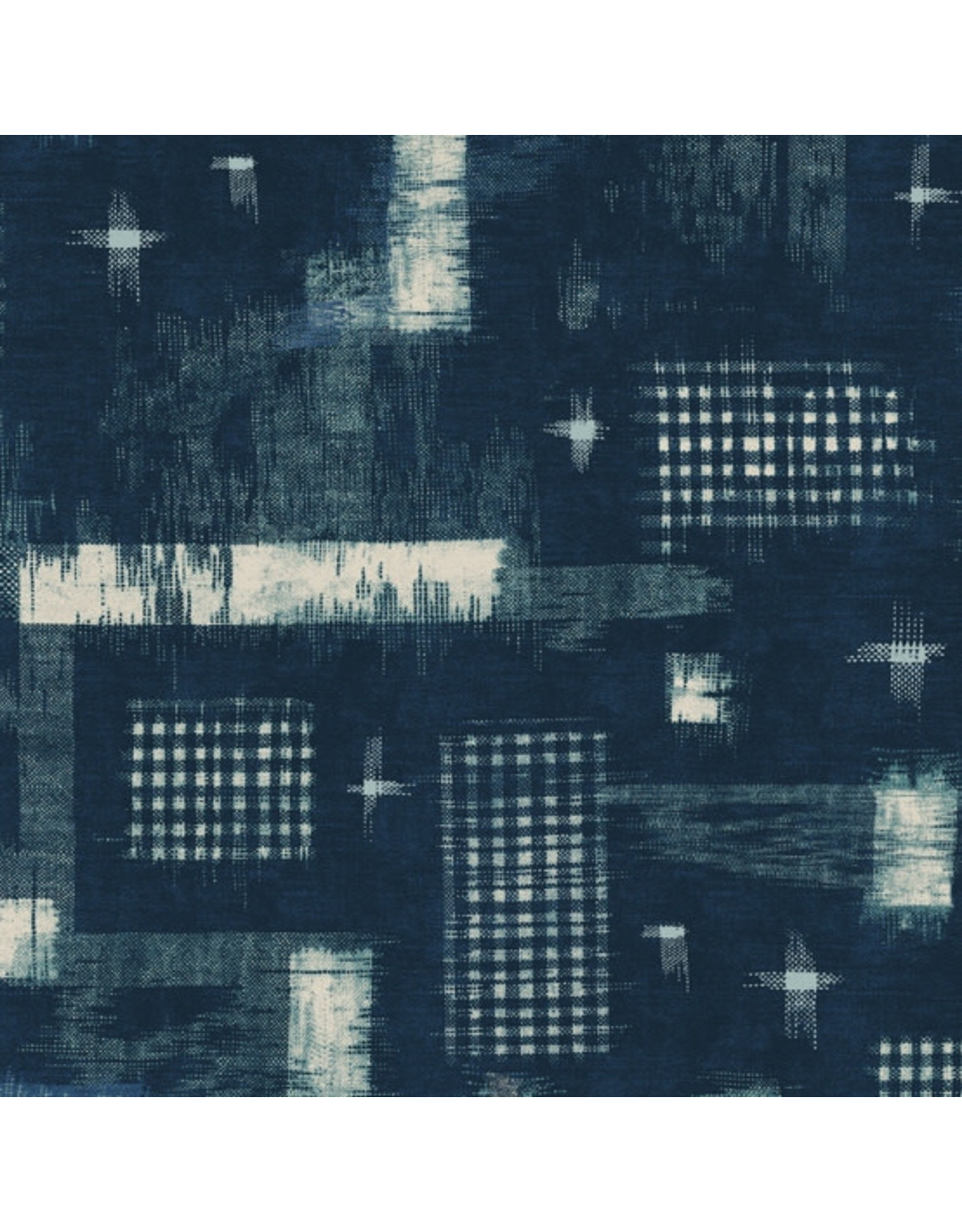 Windham Fabrics Midnight, Woven Ikat in Indigo, Fabric Half-Yards