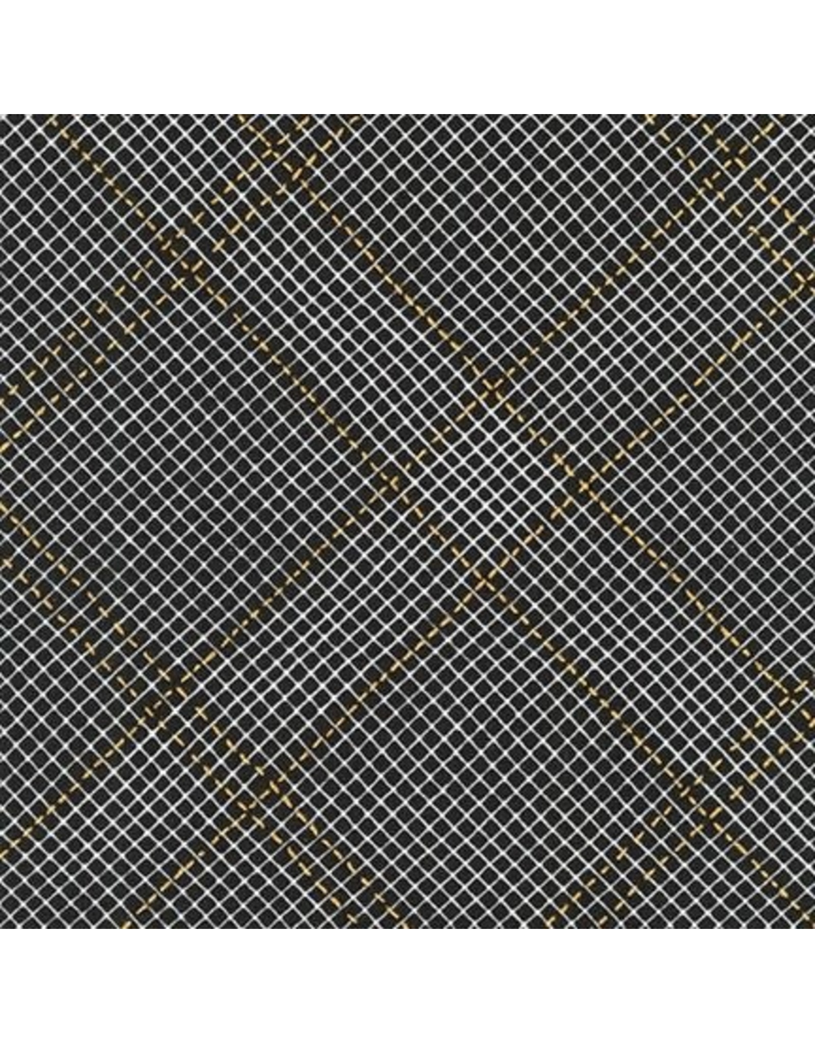 Carolyn Friedlander Collection CF Metallic, Diamond Grid in Black, Fabric Half-Yards