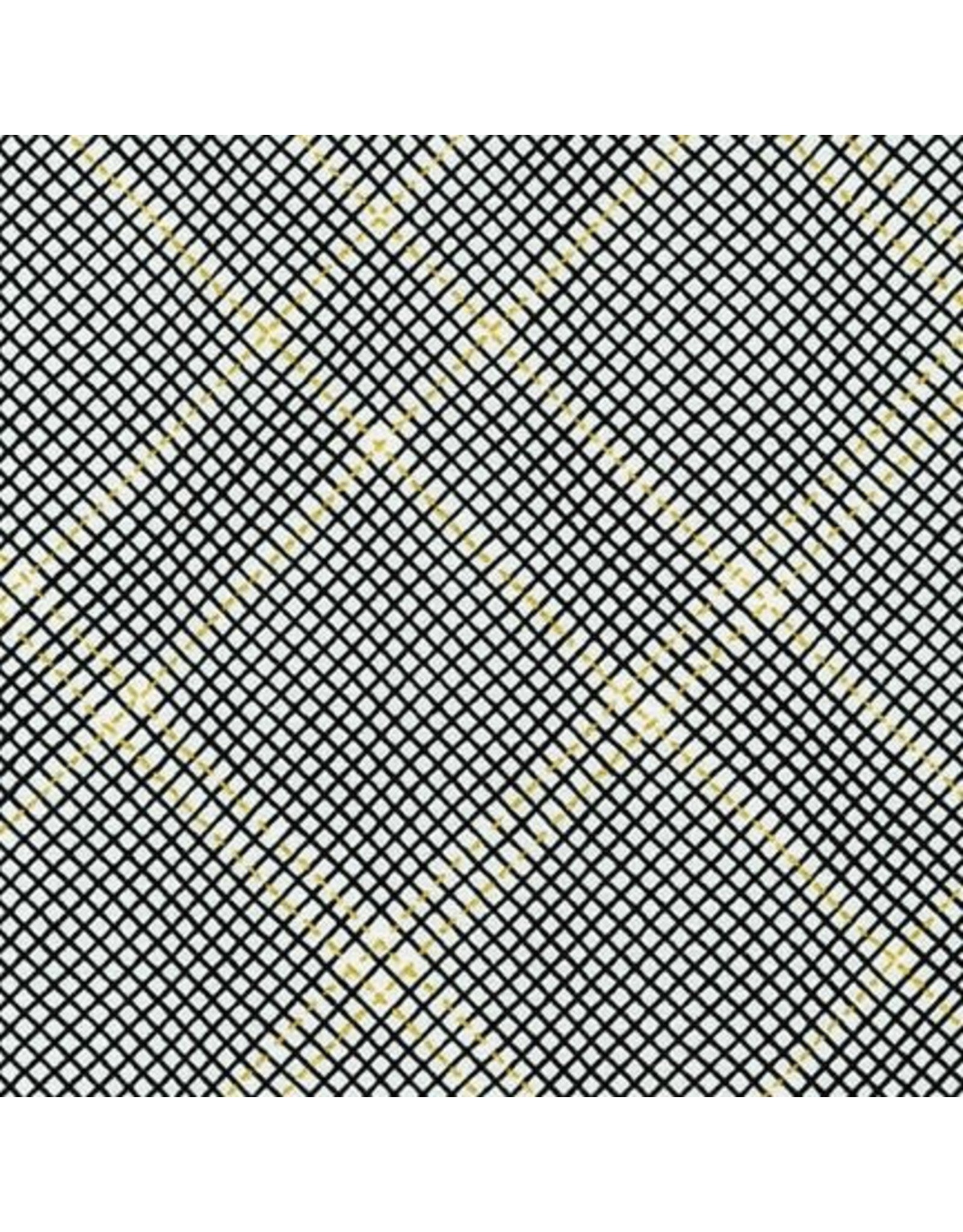 Carolyn Friedlander Collection CF Metallic, Diamond Grid in Onyx, Fabric Half-Yards