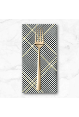 PD's Carolyn Friedlander Collection Collection CF Metallic, Diamond Grid in Onyx, Dinner Napkin