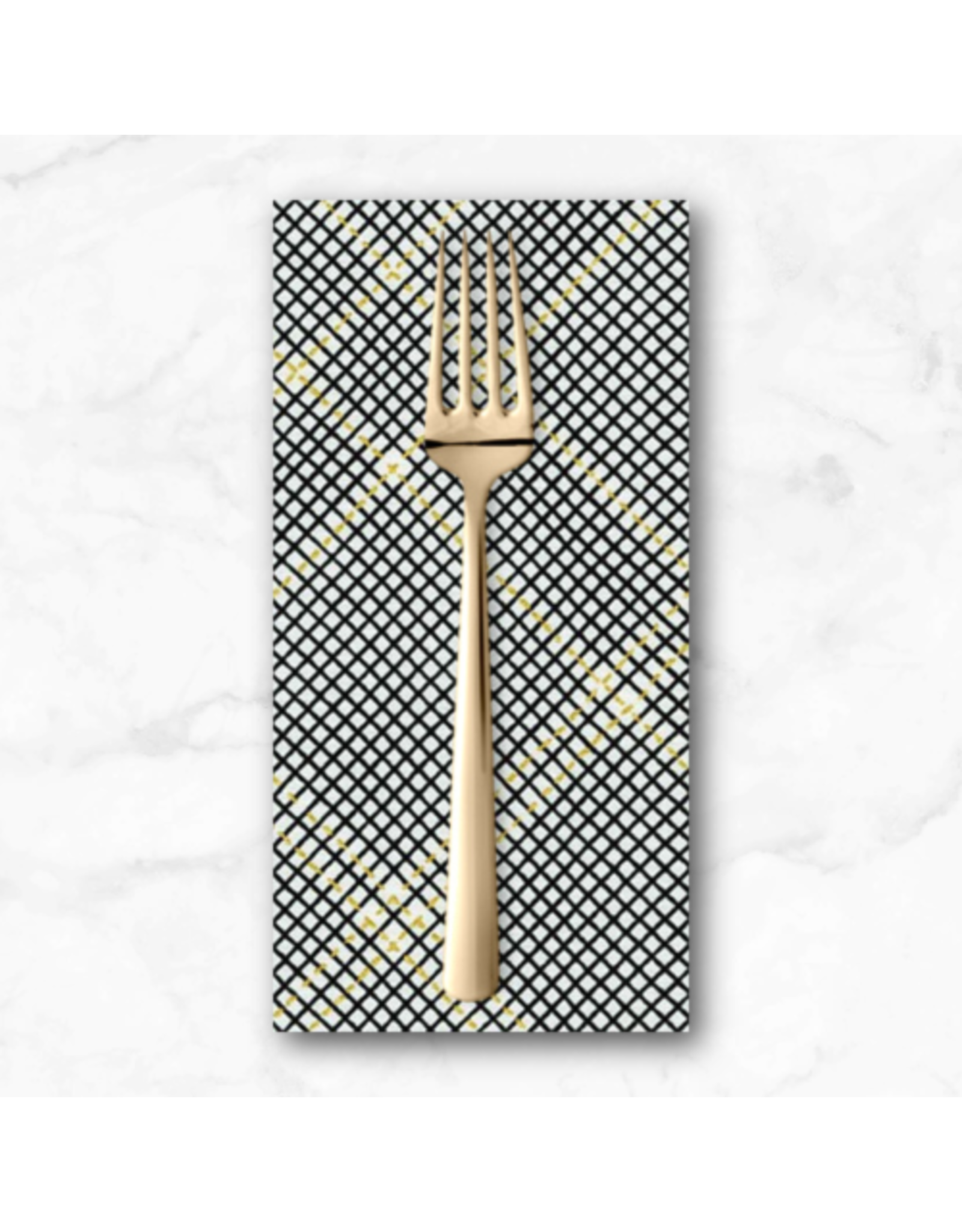 PD's Carolyn Friedlander Collection Collection CF Metallic, Diamond Grid in Onyx, Dinner Napkin