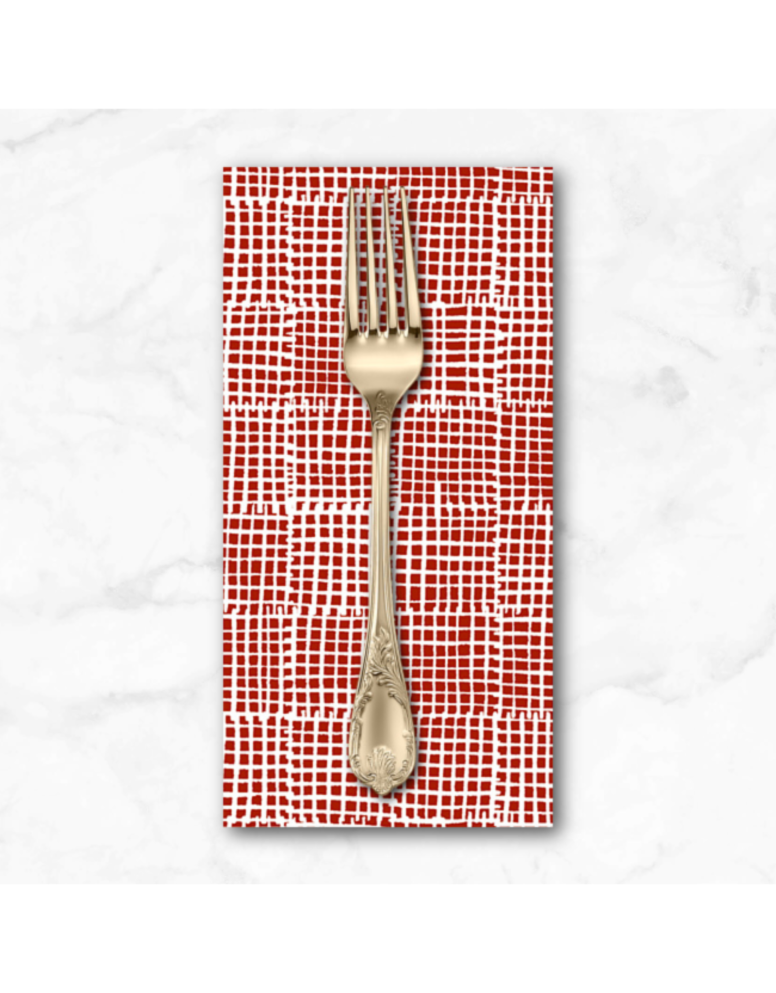 PD's Sarah Golden Collection Century Prints, Trellis Grid in Terracotta, Dinner Napkin