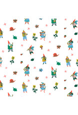 Phoebe Wahl Garden Jubilee, Gnomes in White Multi, Fabric Half-Yards