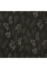 Kokka, Japan Double Gauze, Kokka Japan, Floral in Black, Fabric Half-Yards