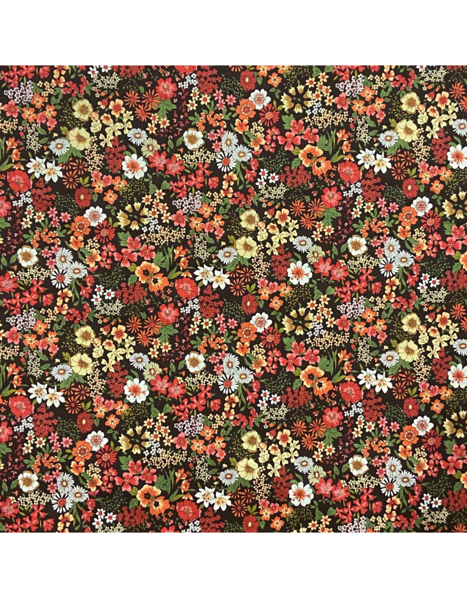 Kokka, Japan Cotton Lawn, Kokka Japan, Petite Floral in Brown, Fabric Half-Yards