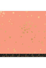 Ruby Star Society for Moda First Light, Tiny Flowers in Melon with Metallic, Fabric Half-Yards