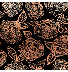 Ruby Star Society for Moda First Light, Lace Roses in Black with Metallic, Fabric Half-Yards