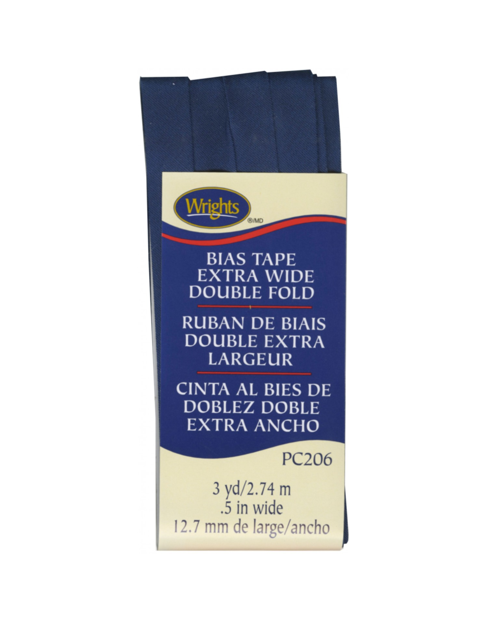 Wrights Wrights Bias Tape, Extra Wide, Double Fold, Navy 055