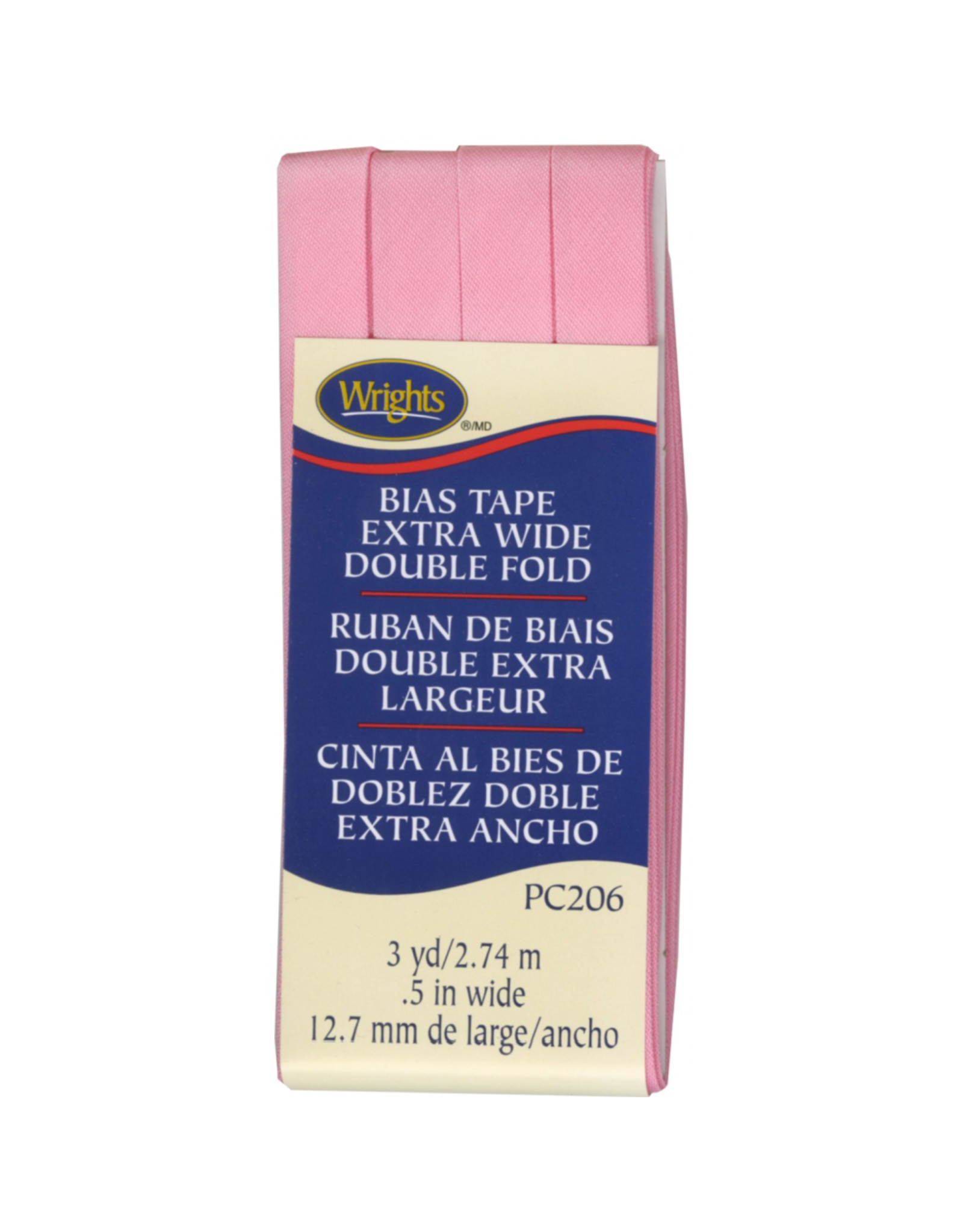 Wrights Wrights Bias Tape, Extra Wide, Double Fold, Pink 061