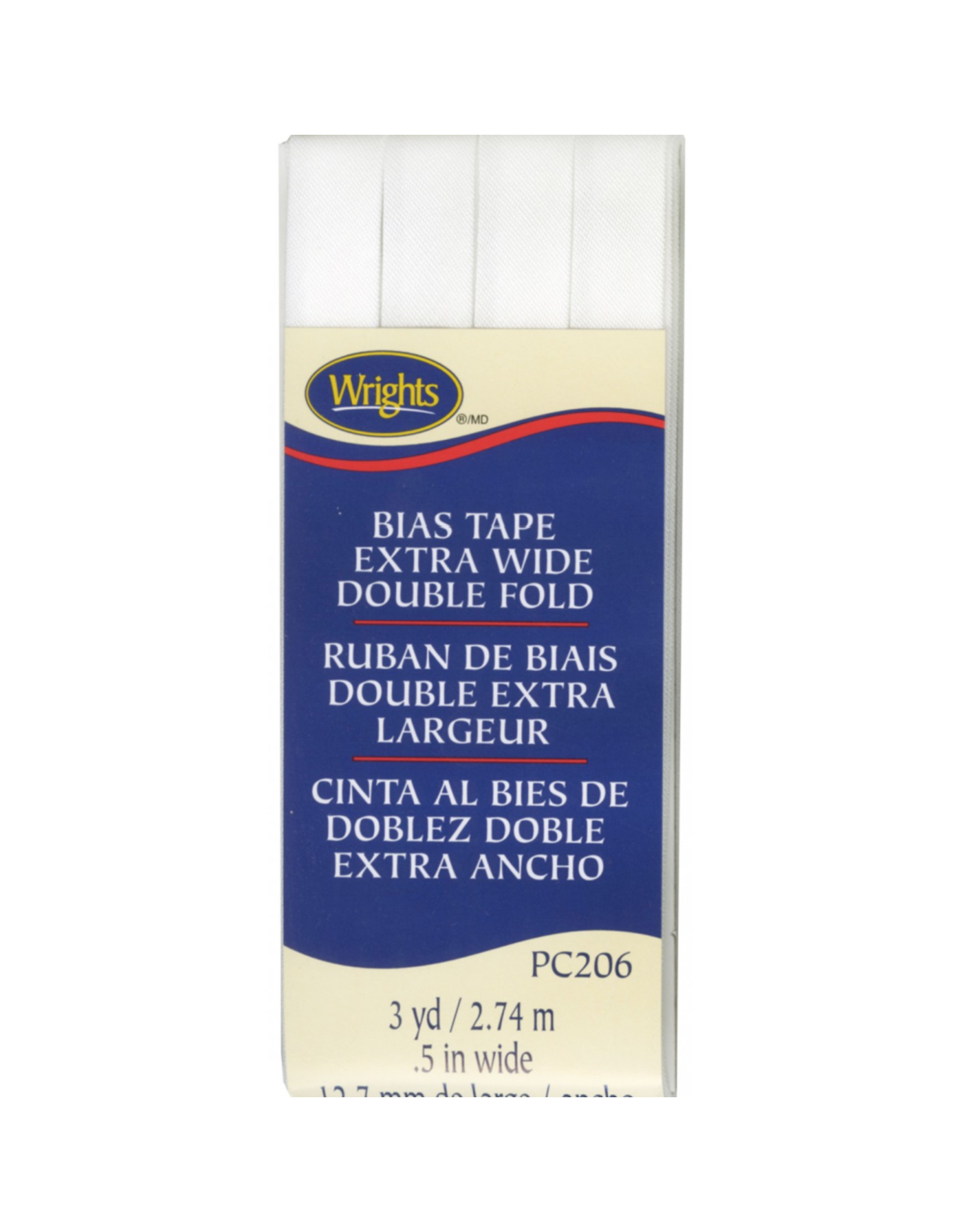 Wrights Wrights Bias Tape, Extra Wide, Double Fold, White 030