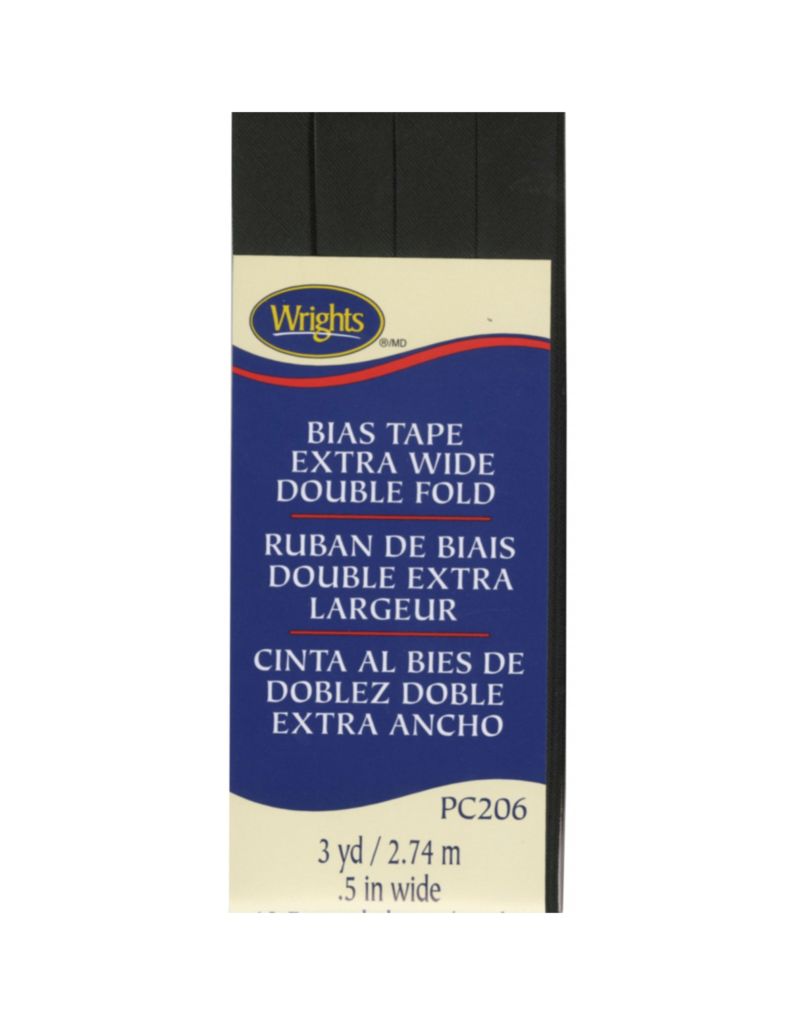 Wrights Wrights Bias Tape, Extra Wide, Double Fold, Black 031