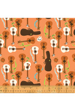 PD's Heather Ross Collection Far Far Away 3, Guitars in Red Orange, Dinner Napkin