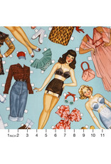 PD's Alexander Henry Collection Nicole’s Prints, Paper Pin-Ups in Aqua, Dinner Napkin