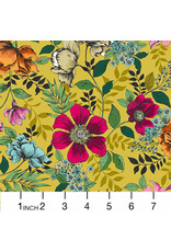 Andover Fabrics Jewel Tones, Floral in Yellow, Fabric Half-Yards