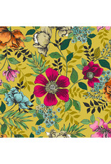 Andover Fabrics Jewel Tones, Floral in Yellow, Fabric Half-Yards