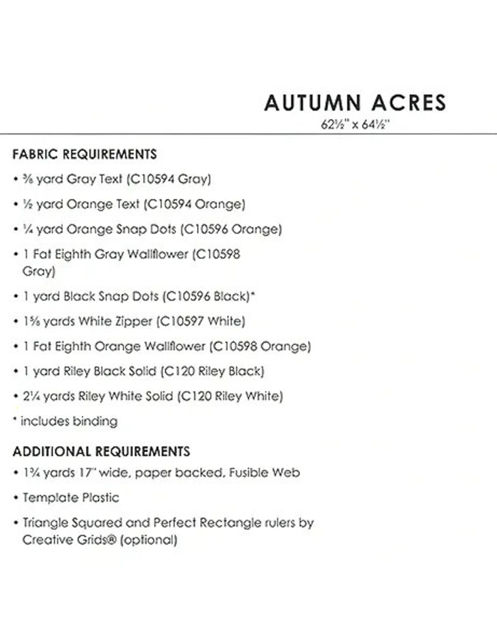 J. Wecker Frisch Autumn Acres Quilt Pattern